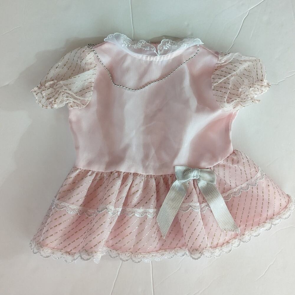 Vtg 90s Dress Baby Girls Sz 12m Pink Necklace Birthday Party